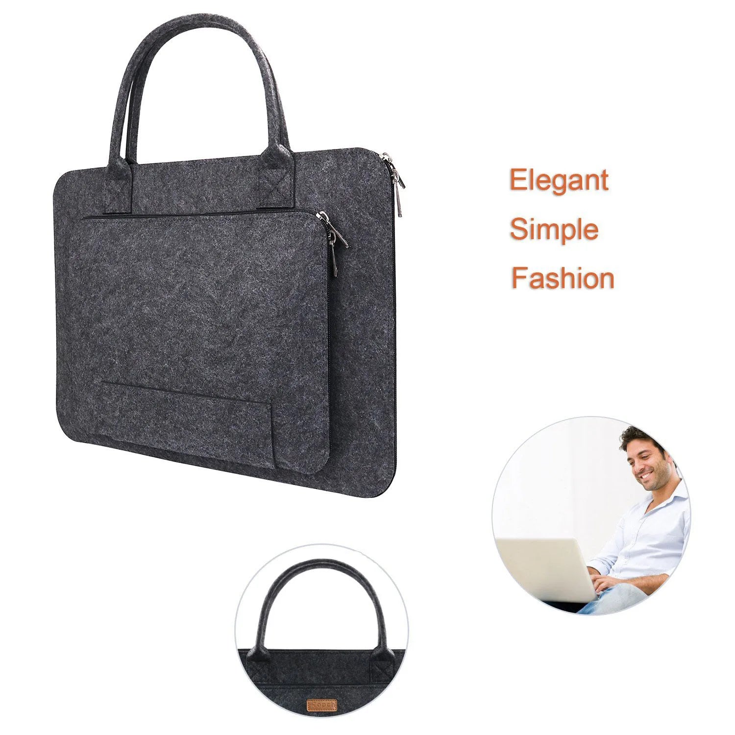 11/13/15.6/17 Inch Laptop Bag, Felt Laptop Sleeve Notebook Computer Case Carrying Bag Pouch with Handle for  Asus / Lenovo