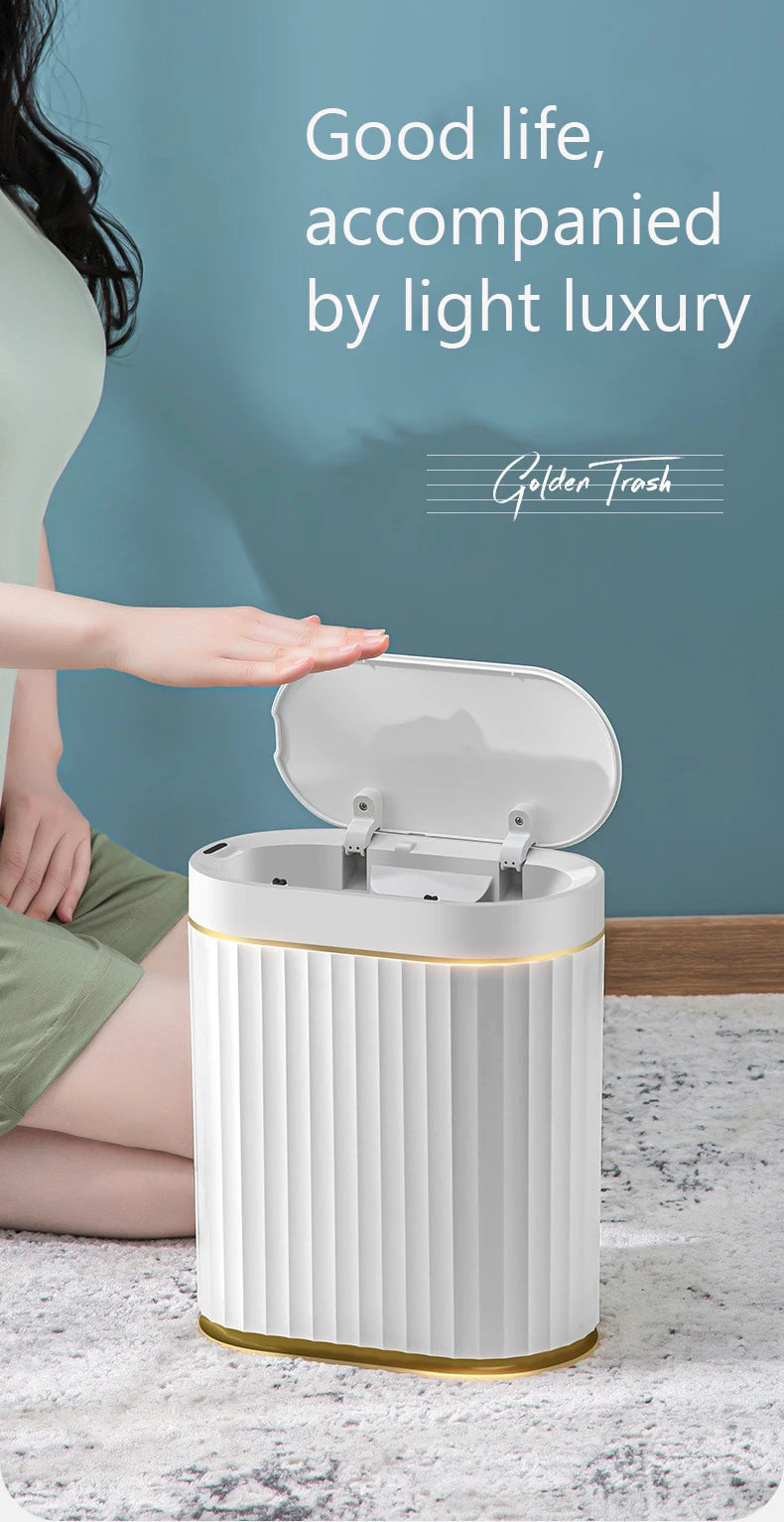 7L Smart Sensor Trash Can For Kitchen Garbage Tin For Bathroom Light Luxury Family Living Room Cracks Trash Bin Cubo Basura