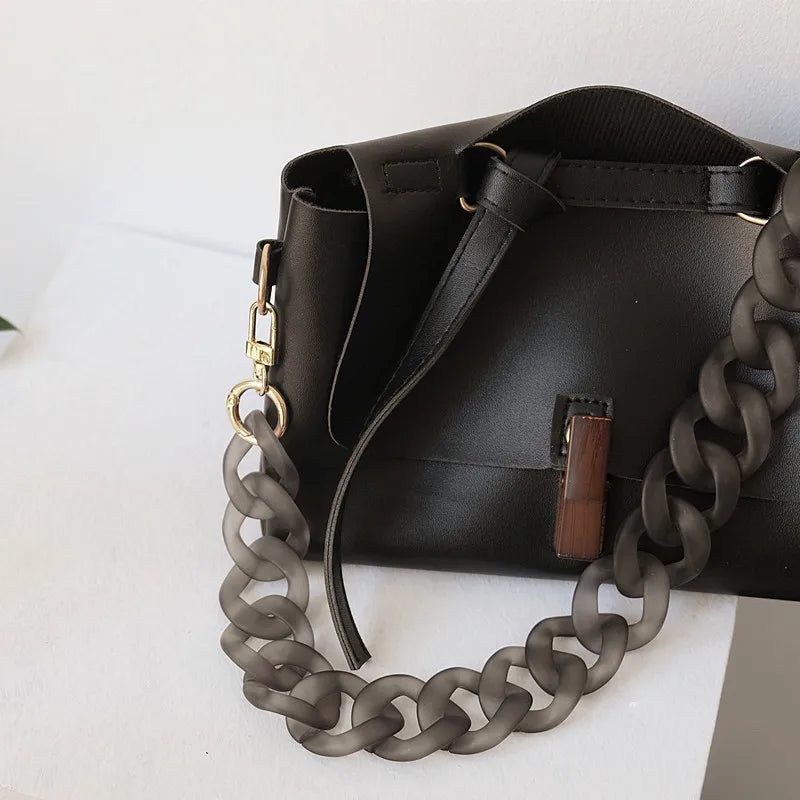 New Fashion Woman Bag Accessory Detachable Parts Replacement Chain Grey Resin Luxury Strap Women Acrylic Shoulder Handle Chain