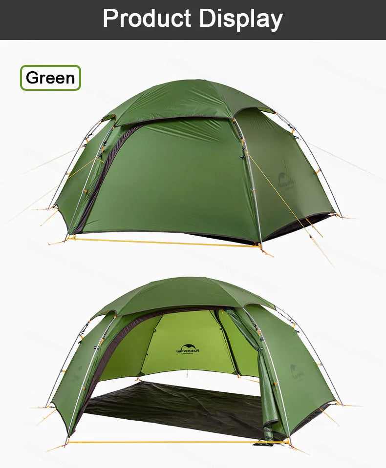 Naturehike Cloud Peak 2 Camping Tent 2-Person 20D Waterproof Ultralight Outdoor Travel Double Layer Tent 4-Season Use