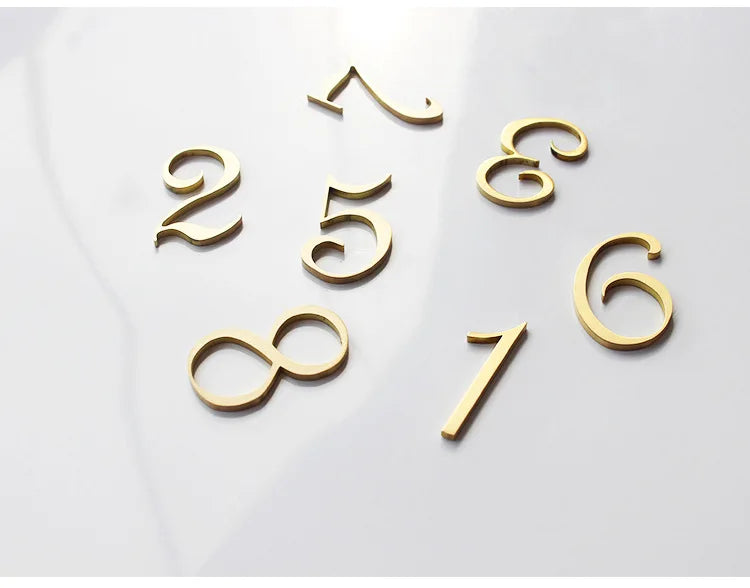 Brass Digital House Number Customized Home Self-Adhesive High-End Creative Hotel Metal Number Plate Vintage Ornament