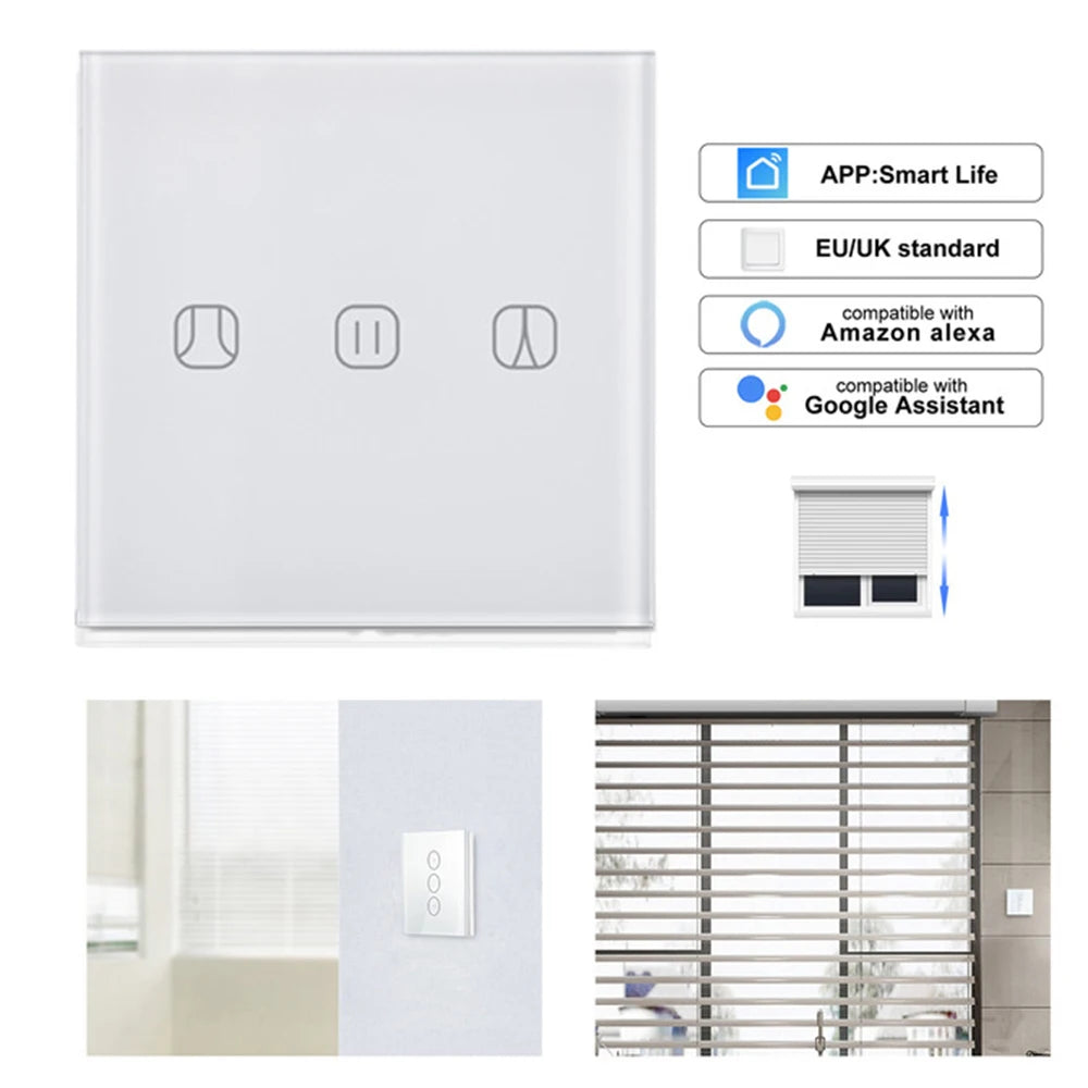 Shawader Wi-Fi Smart Curtain Switch Timer Blinds Clock Watch Shutter Tubular Motor Roller Remote by Alexa Google Home Assistant