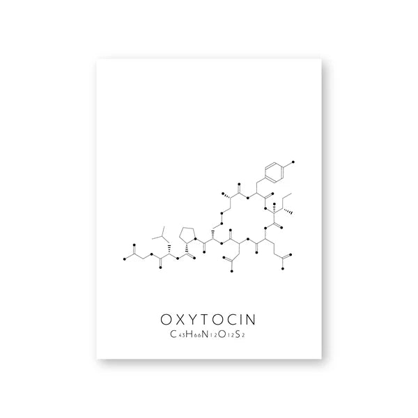 Serotonin & Dopamine Molecule Line Art – Canvas Print