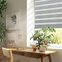 Automated Window Blinds No Drills Blackout Day Night Zebra Blinds Cover