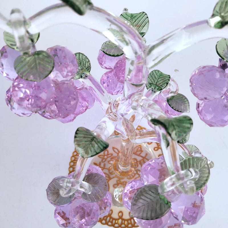 High-end Crystal Clear Chirstmas Tree Hanging Ornaments Fengshui Craft Crystal Glass Purple Grapes Figurine Home Decor Xmas Gift