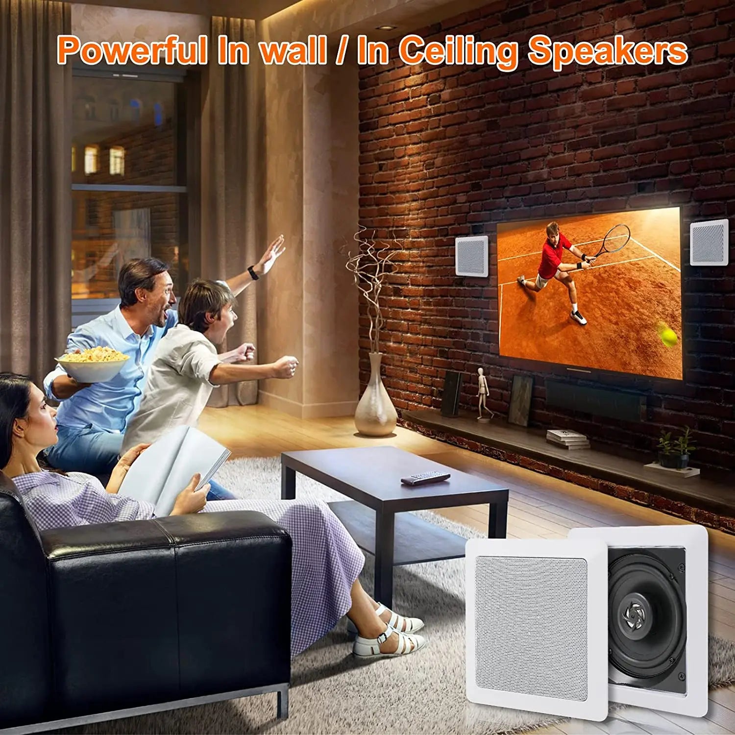 Herdio Bluetooth Ceiling Speakers 320W 5.25 Inch Flush Mount In Wall Speakers Surround Sound System Perfect For Home Theater TV