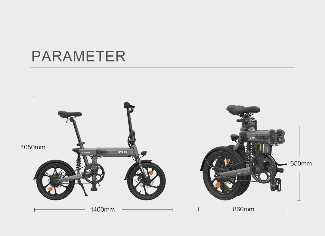 HIMO Z16 fold electric bicycle Urban lithium battery scooter 36v250w rear wheel drive motor Soft tail frame electric bike