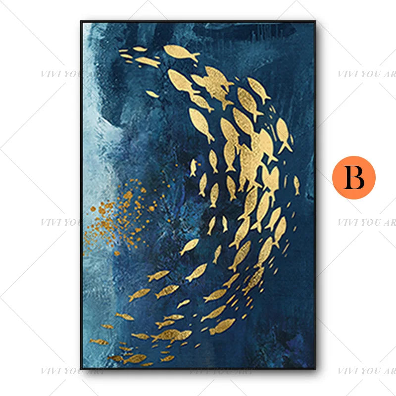 2020 New Handmade Golden Fish Oil Painting Canvas Wall Art Paint Home Decor Home Decoration Wall No Frame