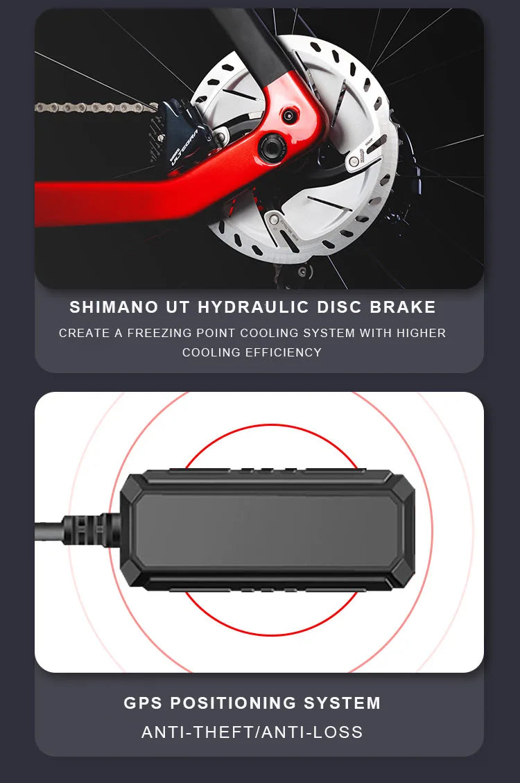 Electric power-assisted road ebike Mid-drive motor disc brake electric racing lithium battery carbon fiber road ebike