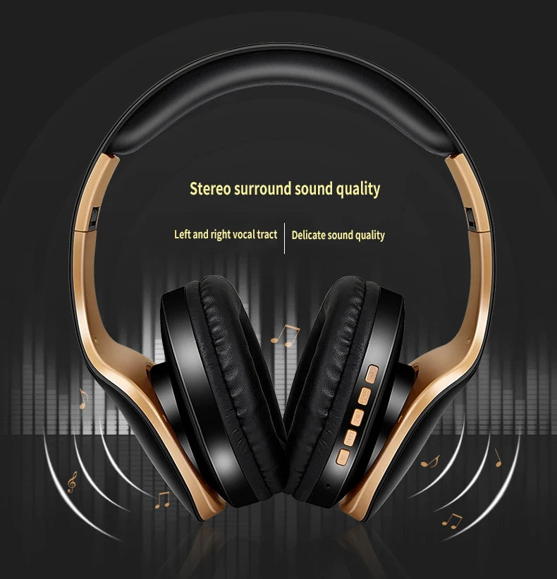 Wireless Bluetooth Headphones Noise Reduction Headset Foldable Stereo Bass Sound Adjustable Earphones With Mic for Smartphone PC