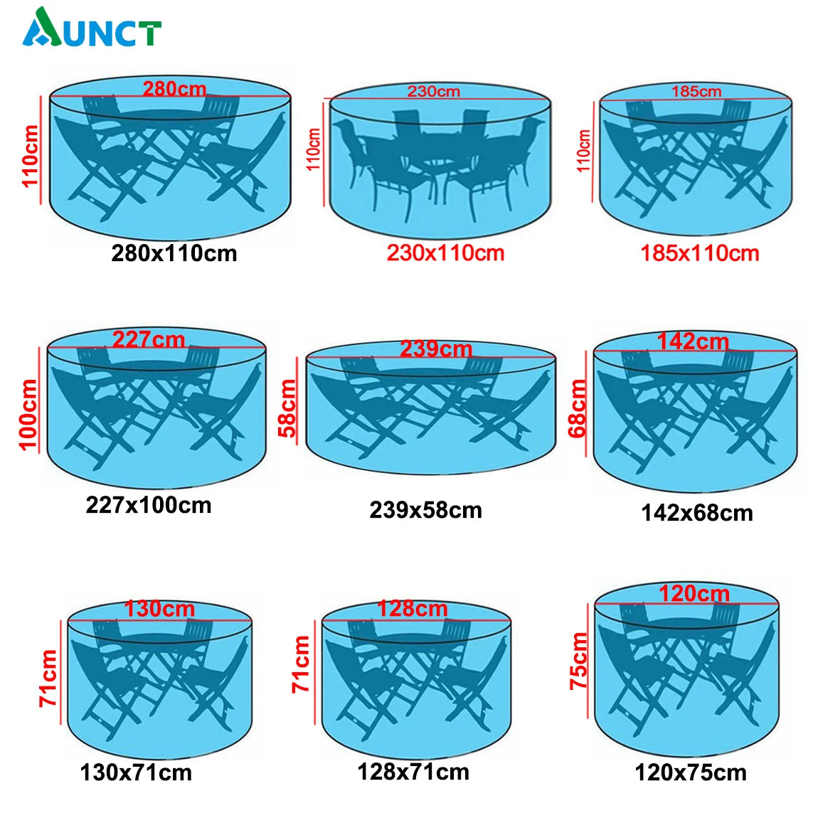 Outdoor Garden Furniture Cover Round Table Chair Set Waterproof Oxford Wicker Sofa Protection Patio Rain Snow Dustproof Covers