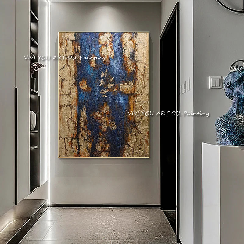 The Top Selling Golden Abstract Handpainted Shadow Simple Oil Painting Best Gift On Canvas Wall Art Pictures For Office Decor