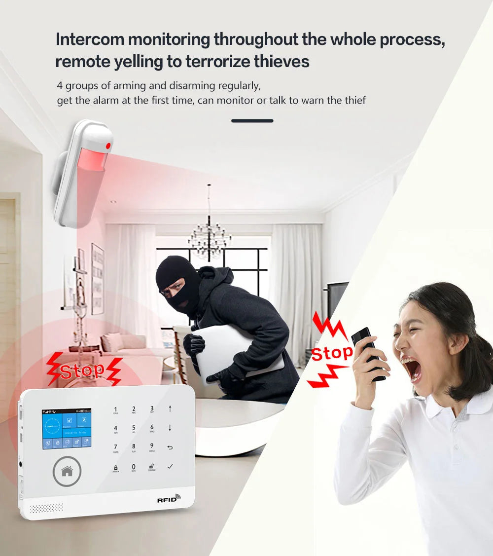 GauTone PG103 tuya WiFi Alarm System Security Home with RFID Card Motion Sensors Smart Life app Control only black