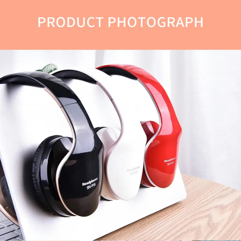 Wireless Bluetooth Headphones Noise Reduction Headset Foldable Stereo Bass Sound Adjustable Earphones With Mic for Smartphone PC