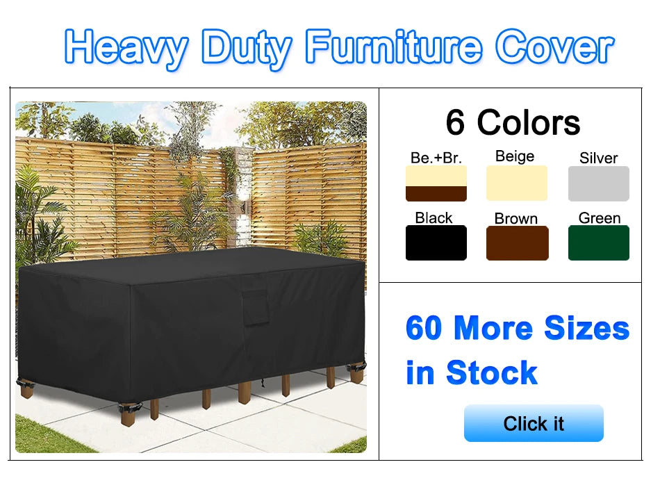 420D HEAVY DUTY Outdoor Garden Furniture Cover for Sofa Table Chair Patio Waterproof Wind-Proof Anti-UV Against Rain Snow