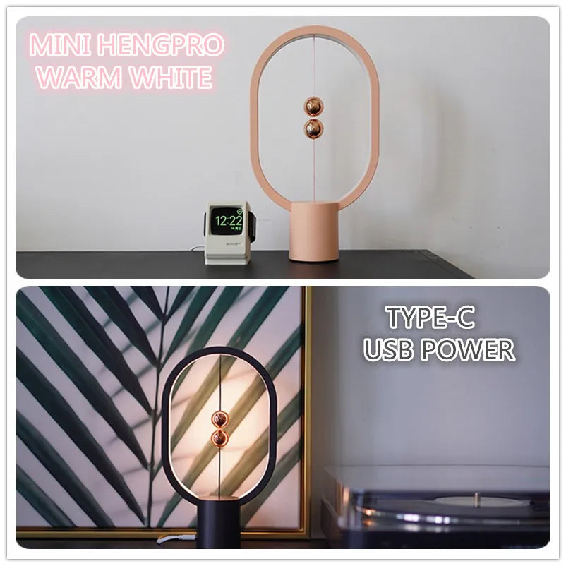 2022 Newest USB Powered Mini HENG Ellipse Magnetic Mid-Air Switch Night Light   Balance LED Table Lamp Office Home Decor