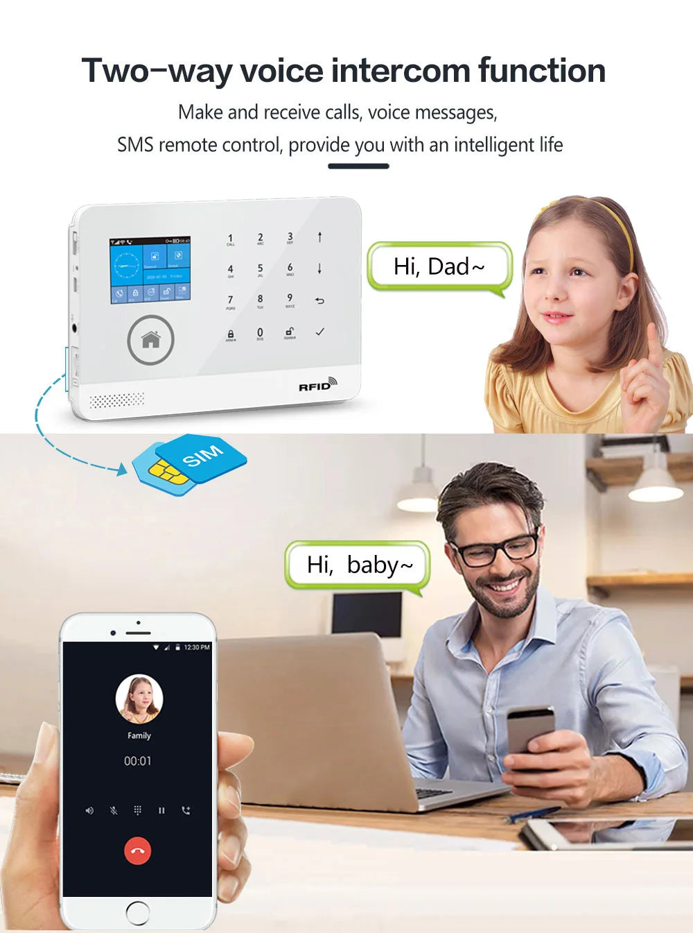 GauTone PG103 tuya WiFi Alarm System Security Home with RFID Card Motion Sensors Smart Life app Control only black