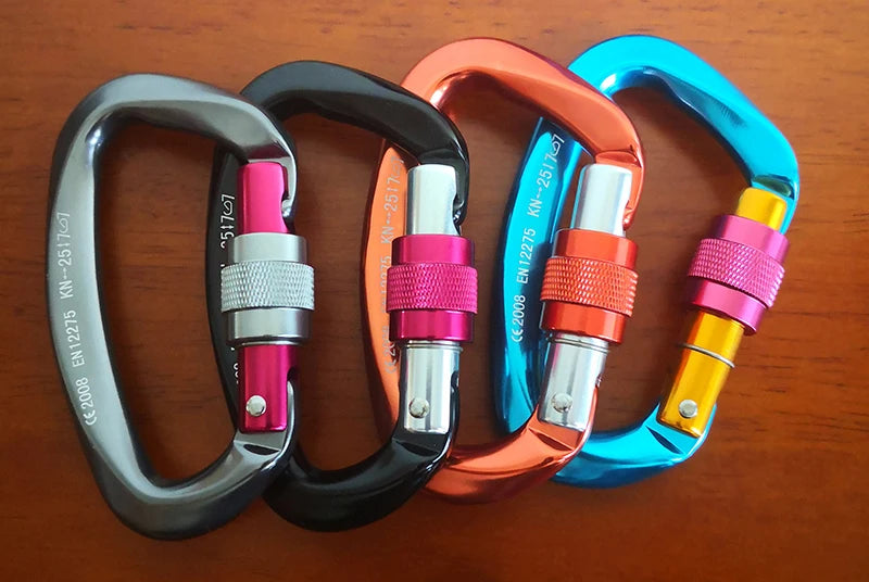 25KN Professional Climbing Carabiner D Shape Aviation Aluminum Safety Lock Outdoor Climbing Ascend Mountaineering Equipment