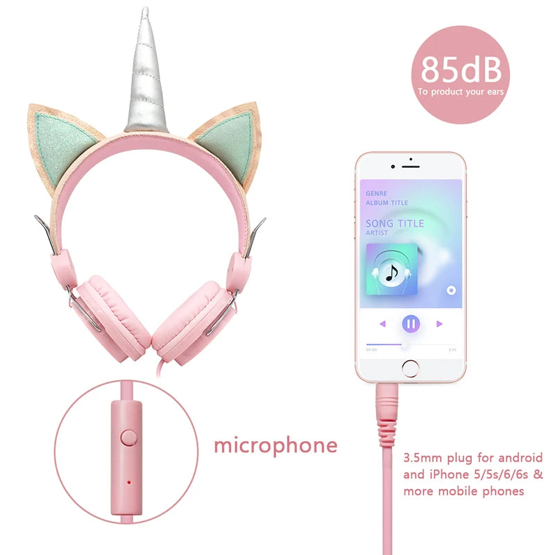 Luxury Style Headband Stereo Wired Headphones with Microphone Portable Headset for Mobile Phone iPhone Samsung girls