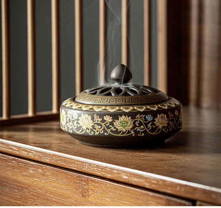 Ceramic Incense Burner Holder Coil Cones Stick Incense Buddhist Home Decor Tearoom Yoga Room Desktop Ornaments 8 Styles