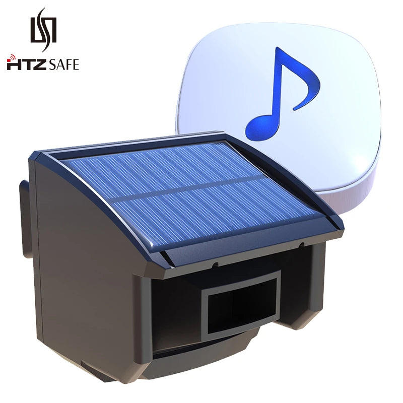 HTZSAFE 400 Meters Solar Wireless Driveway Alarm Outdoor Weather-Resistant Motion Sensor & Detector DIY Security Alert System