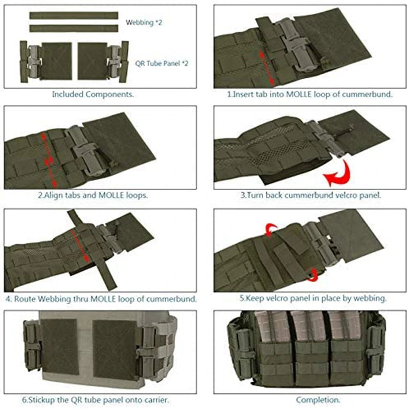 Vest Quick Release Buckle Set, Molle Quick Disconnect Side Entry Conversion with Hook Loop Fastener for Plate Carrier Outdoor Hu