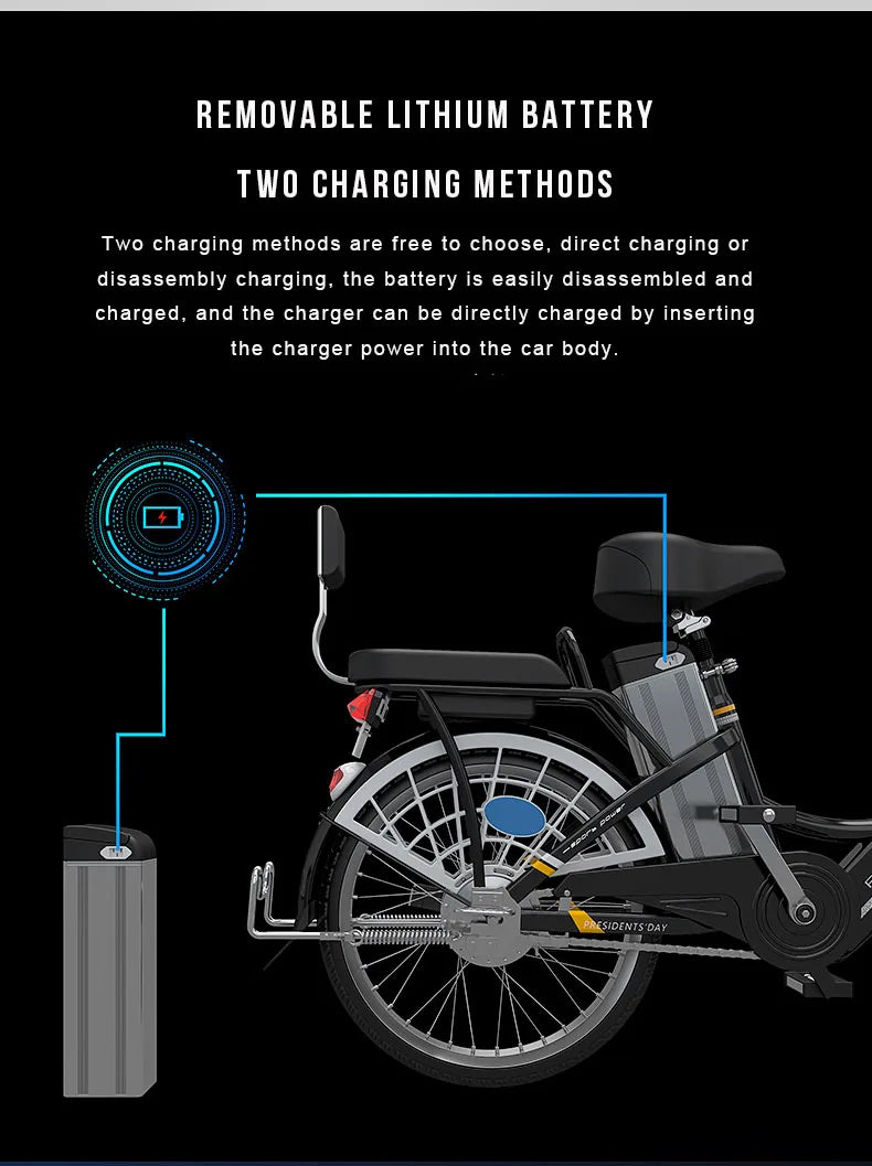 20inch Urban Travel cargo ebike electric assisted bicycle Folding back seat 48v45ah lithium battery max range 250-300km ebike