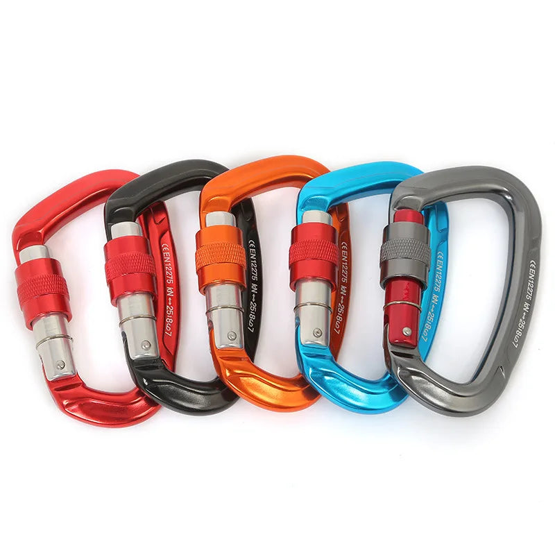 Rock Climbing Carabiner 25KN Professional Mountaineering D Shape Screw Gate Lock Buckle Carabiners Ascend Equipement