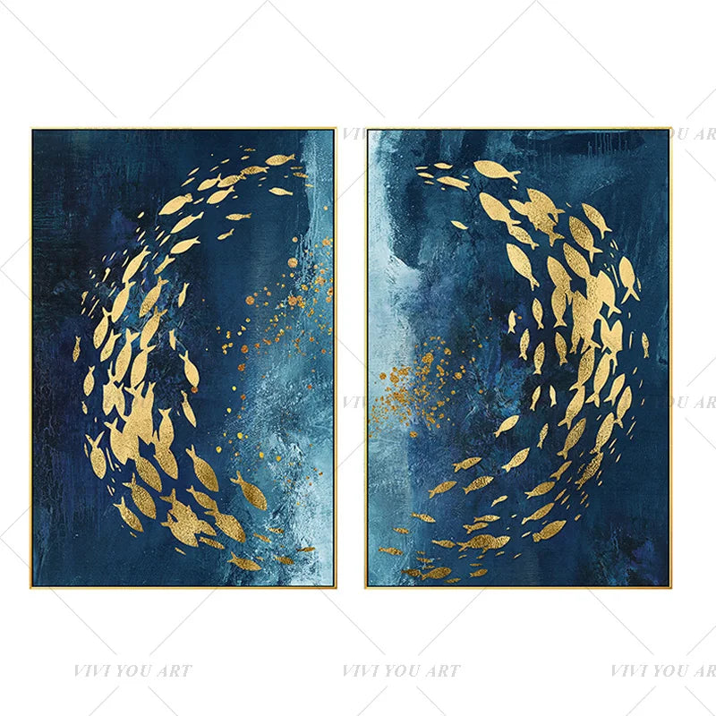 2020 New Handmade Golden Fish Oil Painting Canvas Wall Art Paint Home Decor Home Decoration Wall No Frame