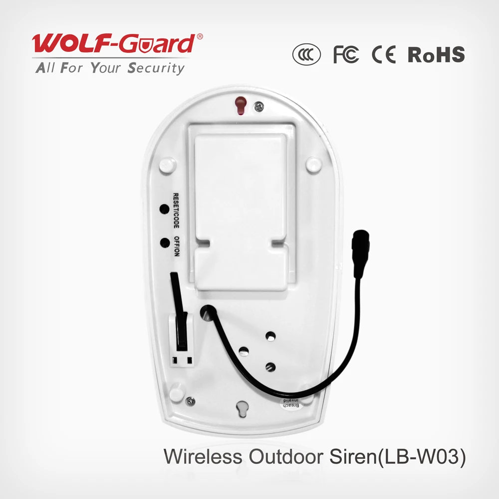 Wolf-Guard 433MHz Wireless Sound Flashing Siren 110dB Indoor Outdoor Waterproof Alarm for GSM Wifi Home Security Burglar System