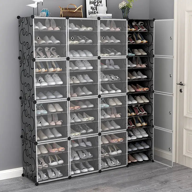 US Shoe Rack Large Capacity Boot Storage 12 Cube Organzie Modular DIY Plastic 6 Tier 24-96 Pairs of Shoe Tower Cabine