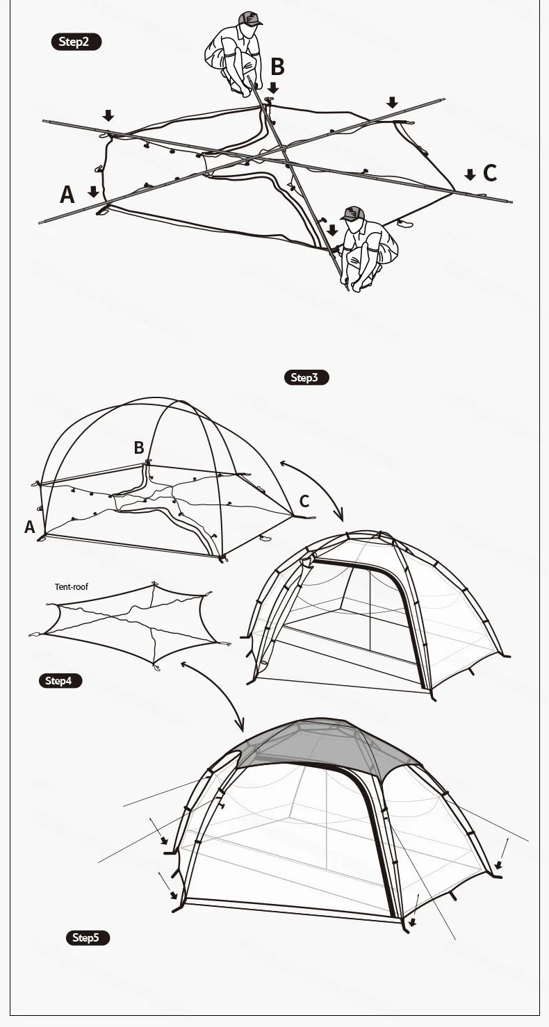 Naturehike Cloud Peak 2 Camping Tent 2-Person 20D Waterproof Ultralight Outdoor Travel Double Layer Tent 4-Season Use