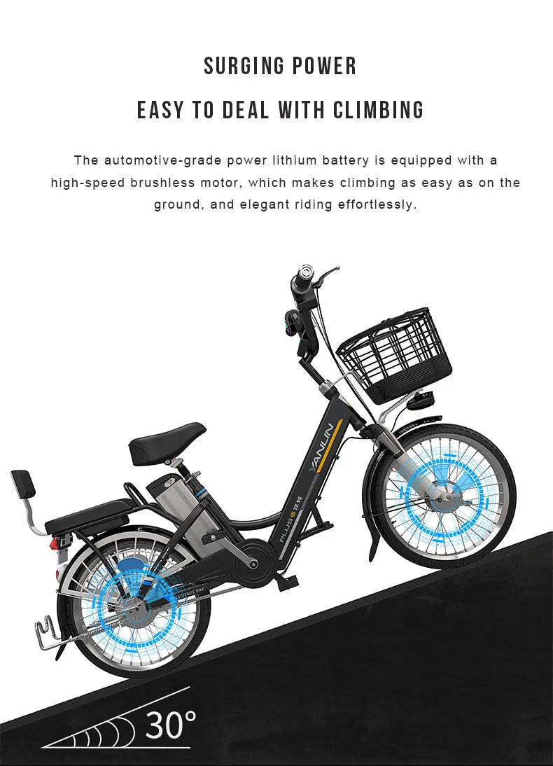 20inch Urban Travel cargo ebike electric assisted bicycle Folding back seat 48v45ah lithium battery max range 250-300km ebike