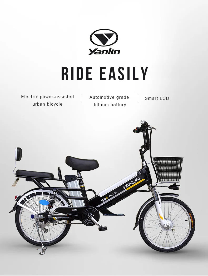 20inch Urban Travel cargo ebike electric assisted bicycle Folding back seat 48v45ah lithium battery max range 250-300km ebike