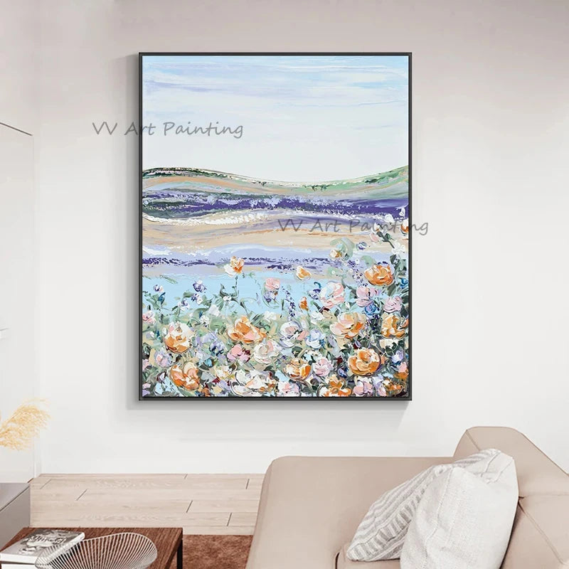 Large Wall Art Handmade Canvas Painting Hand Painted Landscape Thick Flower Oil Painting Cuadros home Decoration Salon Picture