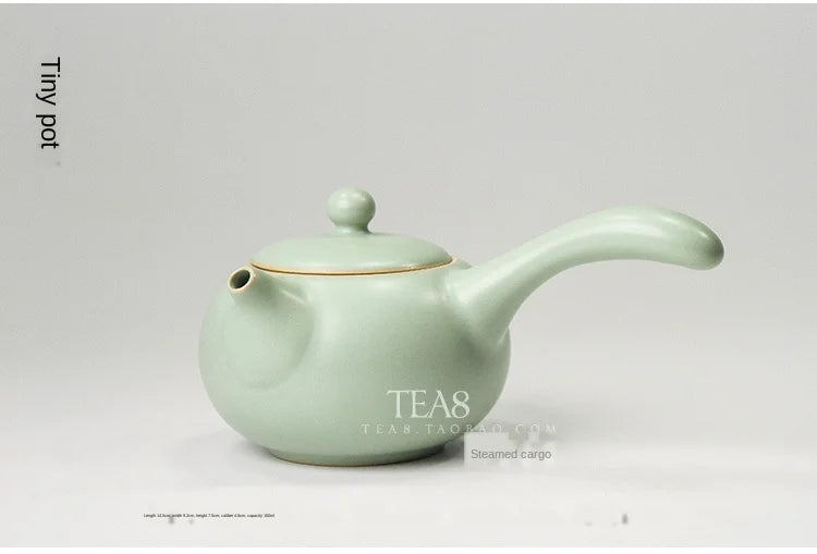 Azure Ru Ware Teapot High-End Authentic Gracked Glaze Little Pot of Vintage Pot Porcelain Kung Fu Kettle Tea Ceramic Teapot