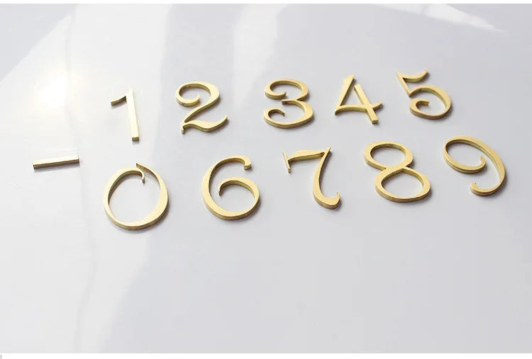 Brass Digital House Number Customized Home Self-Adhesive High-End Creative Hotel Metal Number Plate Vintage Ornament