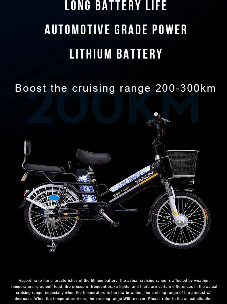 20inch Urban Travel cargo ebike electric assisted bicycle Folding back seat 48v45ah lithium battery max range 250-300km ebike