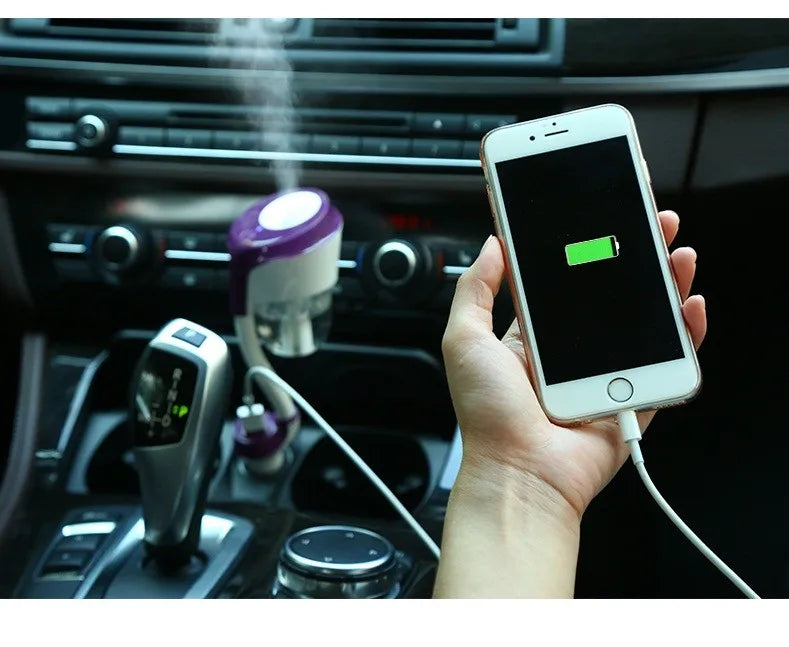 100pcs with 2USB Car II Logo 12V Car Humidifier Car Steam Air Purifier Freshener Aroma Diffuser Essential Mist Maker Fogger