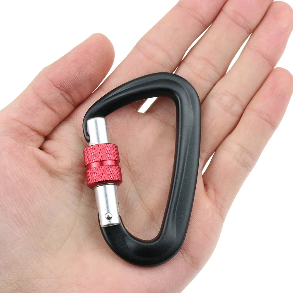 12KN Climbing Carabiner D Shape Quickdraws Professional Climbing Buckle Lock Security Safety Lock Outdoor Climbing Equipment