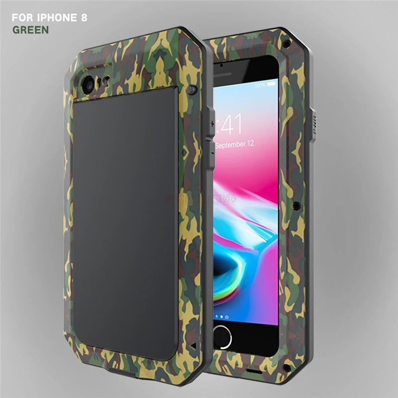 Armor Heavy Duty Protection Case for iPhone 7 8 Plus XR X Xs 11 12 13 Pro Max 14 15 Plus SE SE2 360 Metal Tank Shockproof Cover