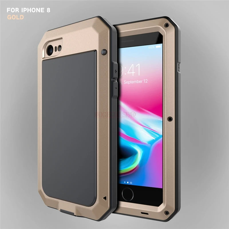 Armor Heavy Duty Protection Case for iPhone 7 8 Plus XR X Xs 11 12 13 Pro Max 14 15 Plus SE SE2 360 Metal Tank Shockproof Cover