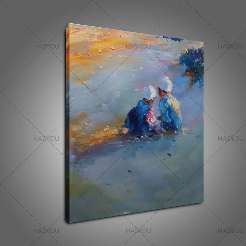 Modern Art Abstract Figure Landscape Abstract Beach Oil Painting On Canvas 100%Handmade Modern Living Room Home Wall Decoration