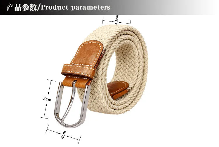 Men Women Casual Knitted Pin Buckle Belt Woven Canvas Elastic Stretch Webbing for Jeans Fashion Men's  Expandable