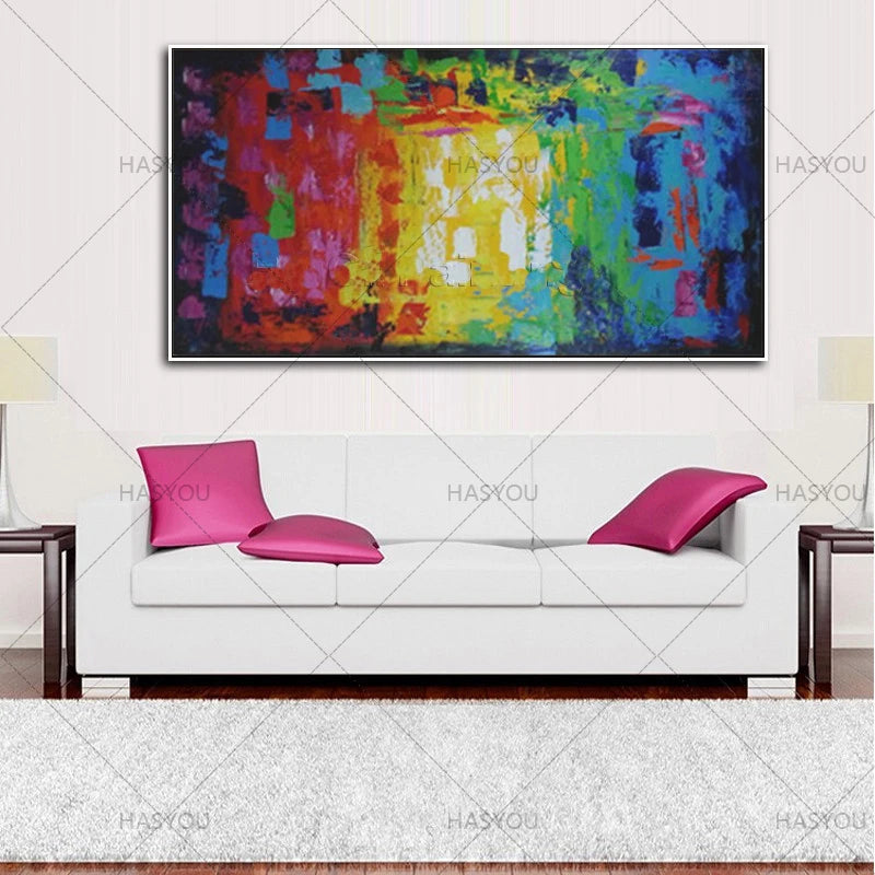 Handpainted HASYOU Beautiful Color Oil Painting Modern Abstract Acrylic Paintings For Home Office Hotel Decor Canvas