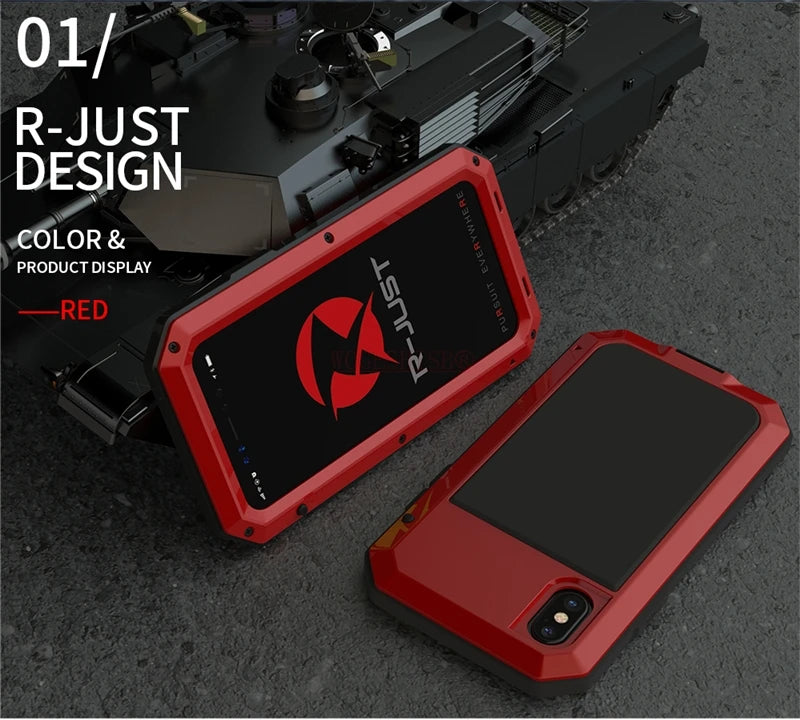 Armor Heavy Duty Protection Case for iPhone 7 8 Plus XR X Xs 11 12 13 Pro Max 14 15 Plus SE SE2 360 Metal Tank Shockproof Cover