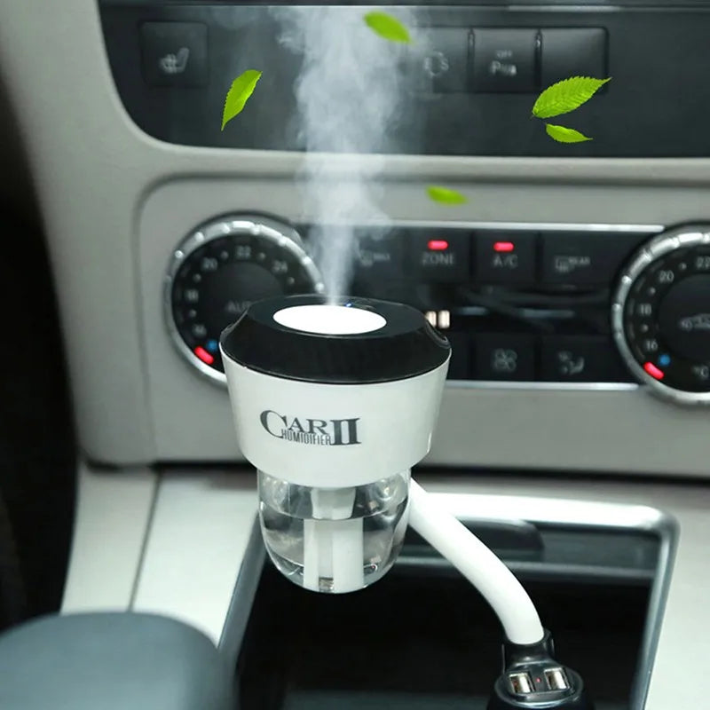 100pcs with 2USB Car II Logo 12V Car Humidifier Car Steam Air Purifier Freshener Aroma Diffuser Essential Mist Maker Fogger