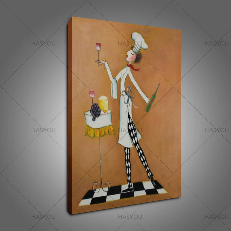 High Quality Handsome Girl Cook Wall Stickers On Canvas New Handpainted Oil Paintings Art Picturesfor Home Wall Decor