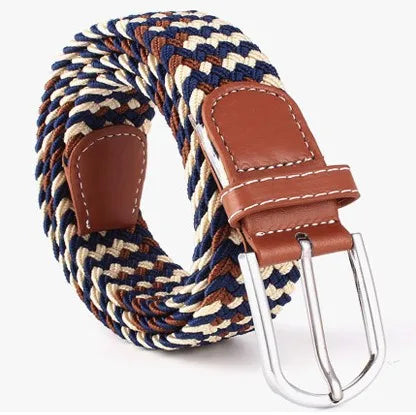 Men Women Casual Knitted Pin Buckle Belt Woven Canvas Elastic Stretch Webbing for Jeans Fashion Men's  Expandable