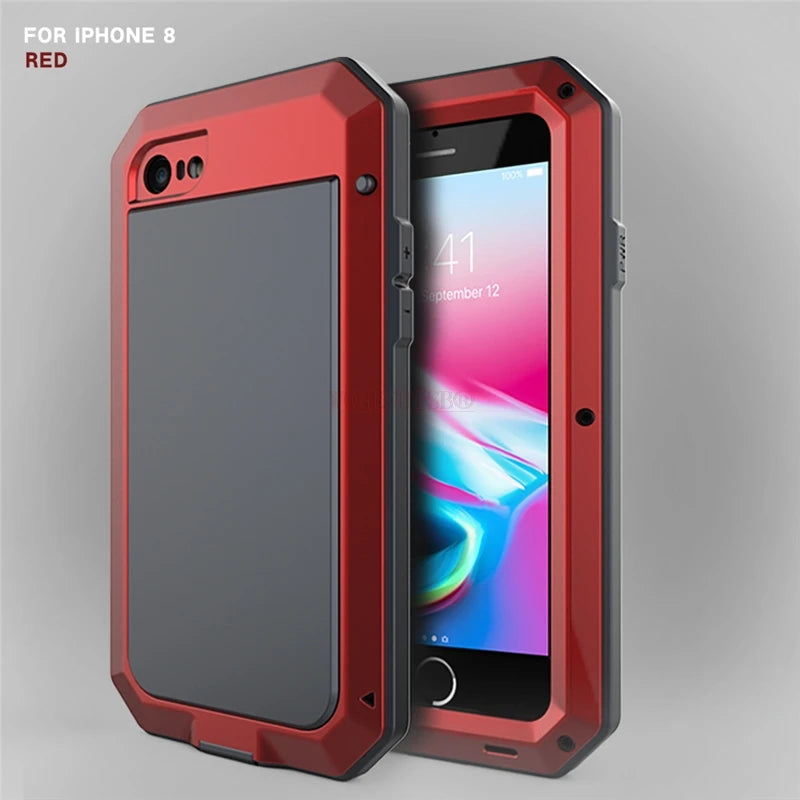 Armor Heavy Duty Protection Case for iPhone 7 8 Plus XR X Xs 11 12 13 Pro Max 14 15 Plus SE SE2 360 Metal Tank Shockproof Cover